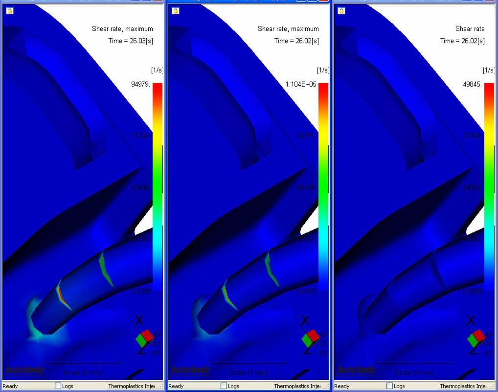 Viscosity of the material in moldflow database for Injection pressure