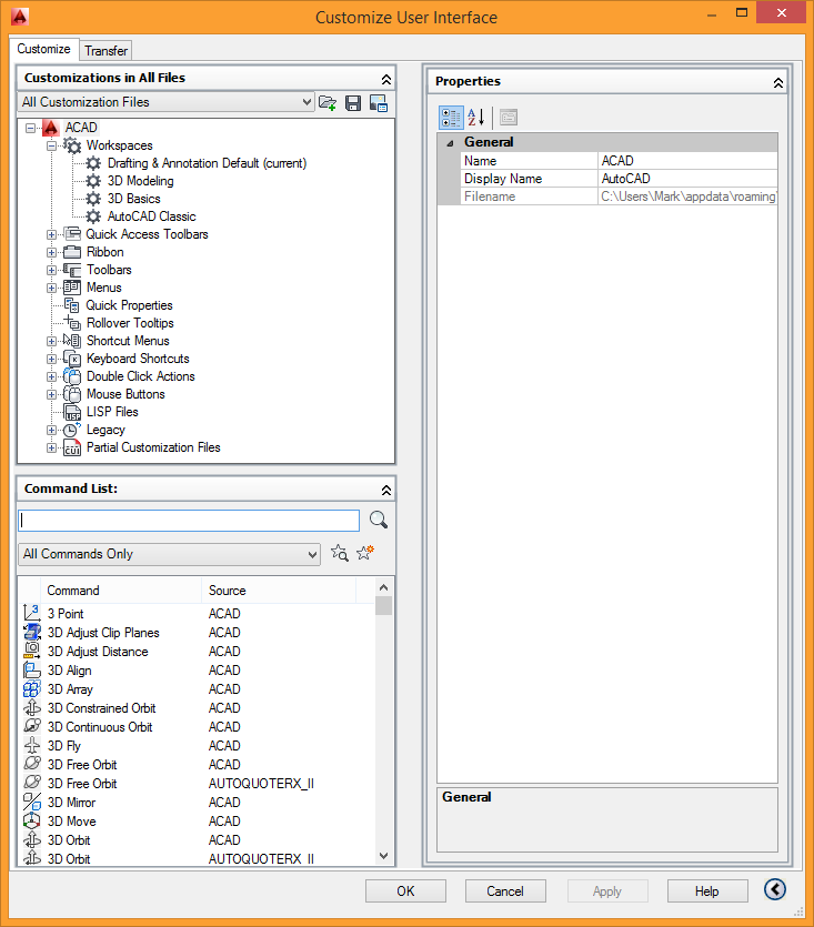 AutoCAD Customize Menu.png