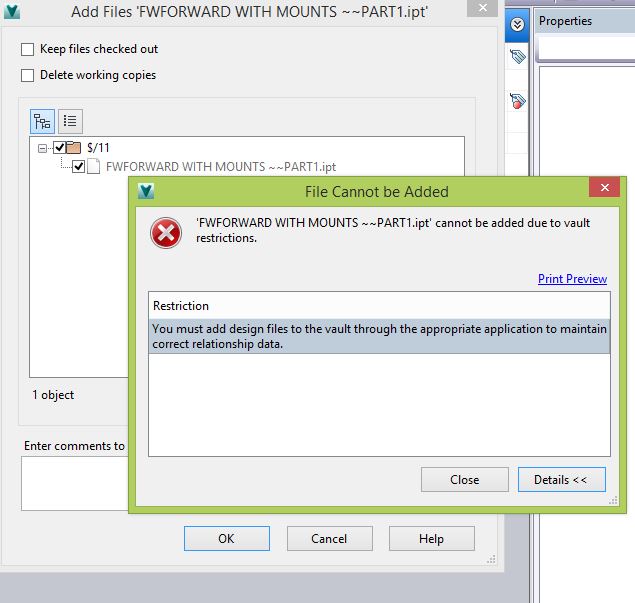 Unable to check in files on vault - Autodesk Community