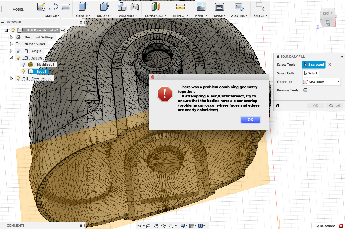 Solved: How to fill in solid body from imported helmet/hollow/concave  shape? - Autodesk Community - Fusion 360