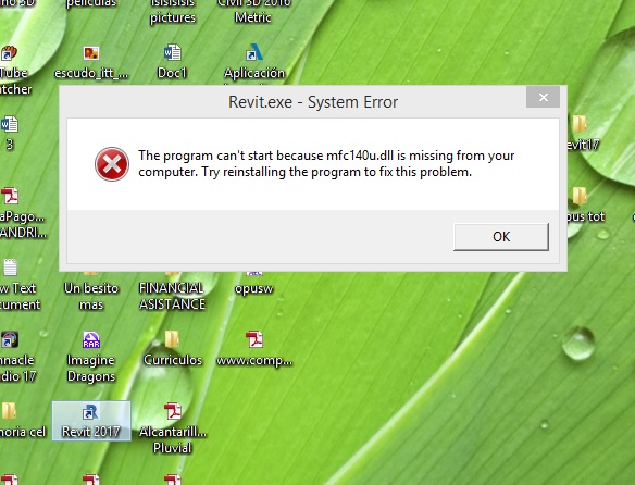 REVIT 2017 mfc140u.dll is missing from your computer... - Autodesk  Community - Revit Products