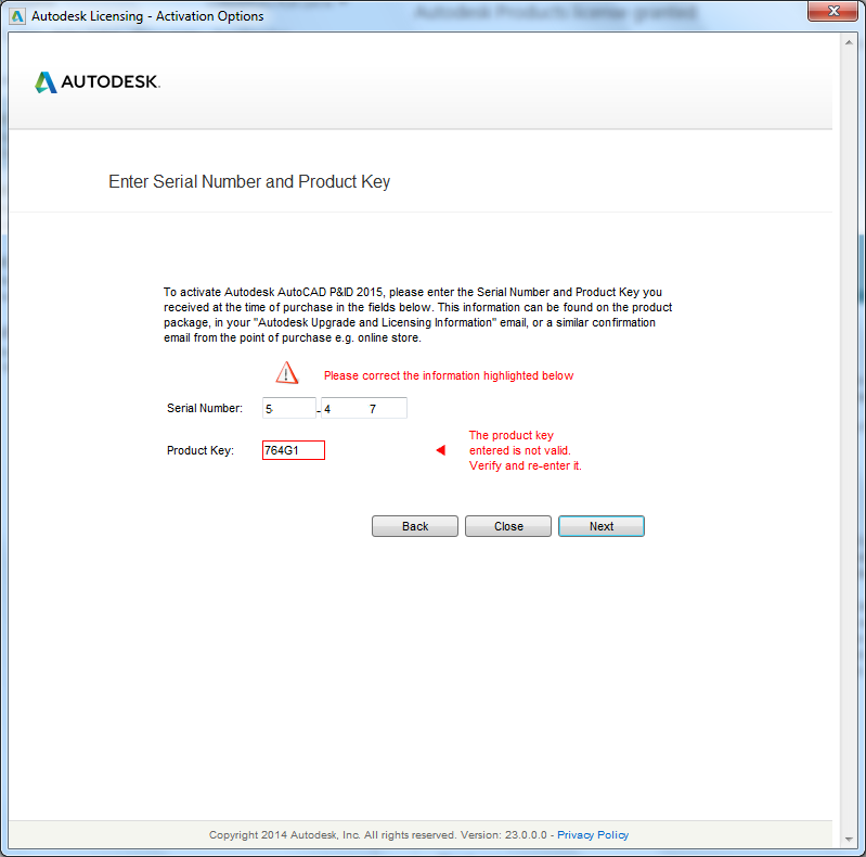 Solved Invalid Product Key Activating Autocad P Id 2015