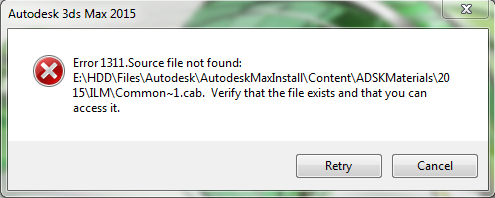 Solucionado: Error 1311 Source file not found - Autodesk Community -  Subscription, Installation and Licensing