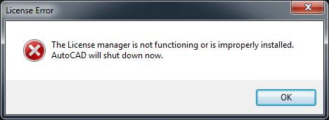 License Manager Is Not Functioning Or Is Improperly Installed