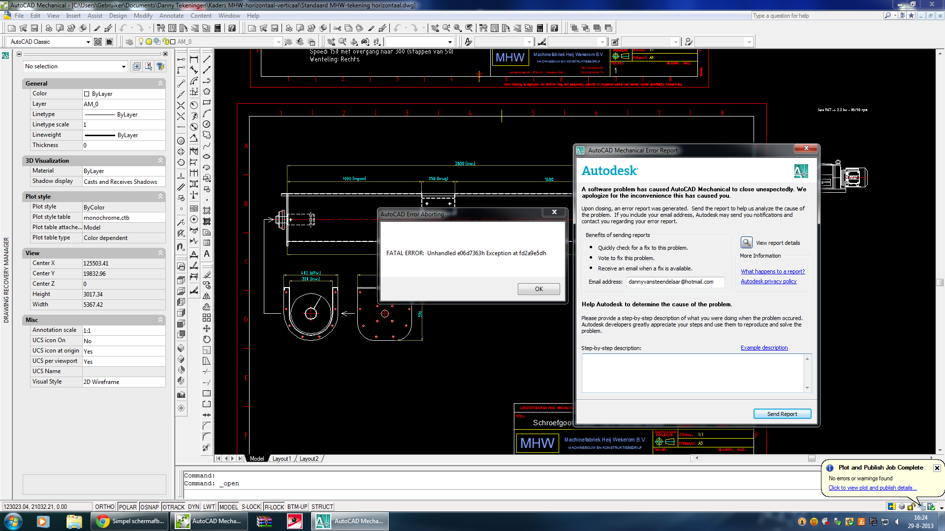 autodesk autocad 2013 command unhandled exception 1