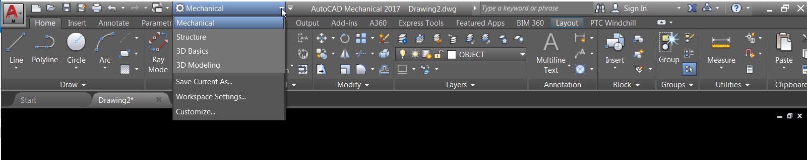 Solved Autocad Mechanical 17 Workspace Classic Option Not Available Autodesk Community Autocad Mechanical