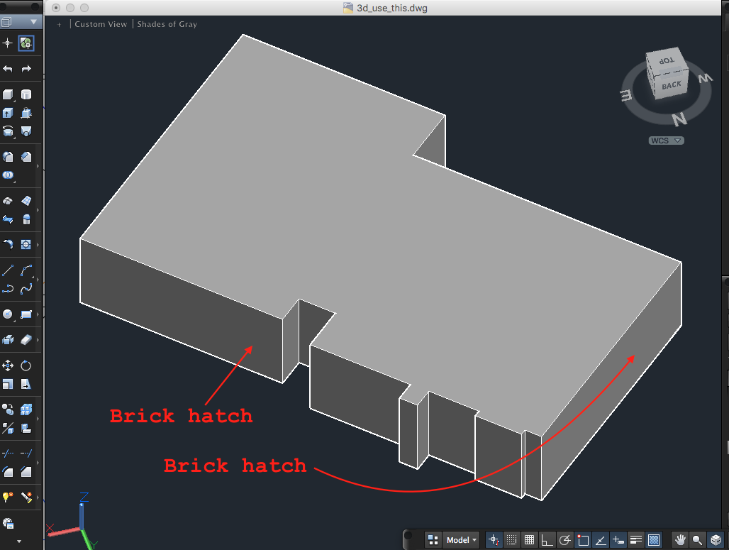 Solved: How can I hatch the wall of a 3d building I drew? - Autodesk  Community - AutoCAD for Mac