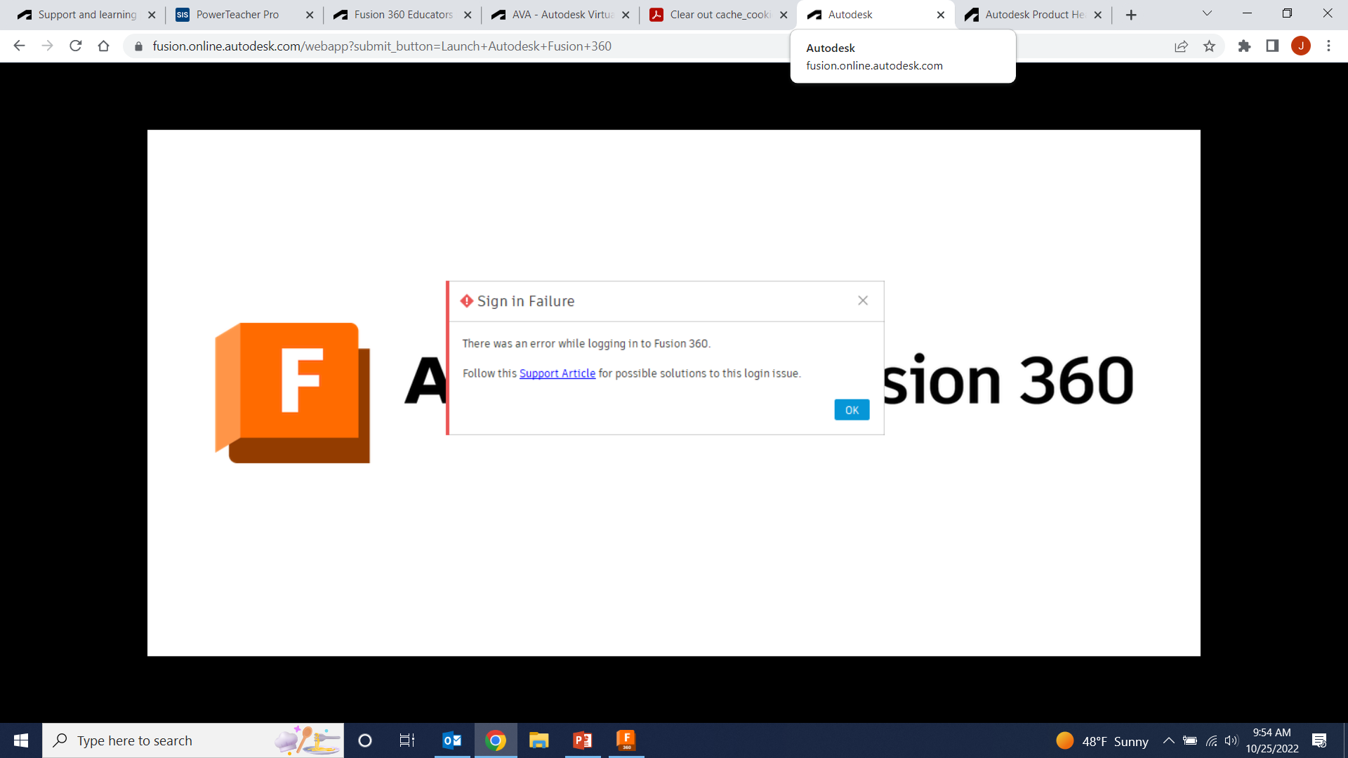 Sign In Failure- F360 online - Autodesk Community