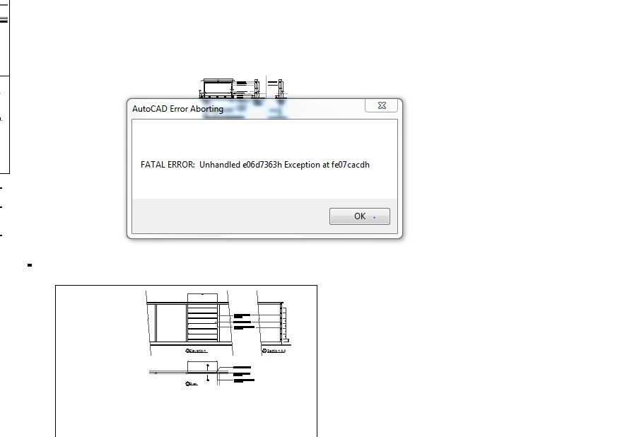 autodesk autocad 2013 command unhandled exception 1