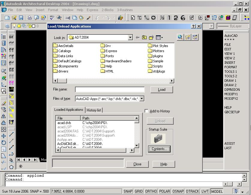 Команда appload в автокаде