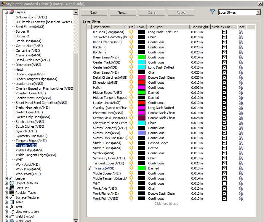 AutoCAD Line Weight Chart