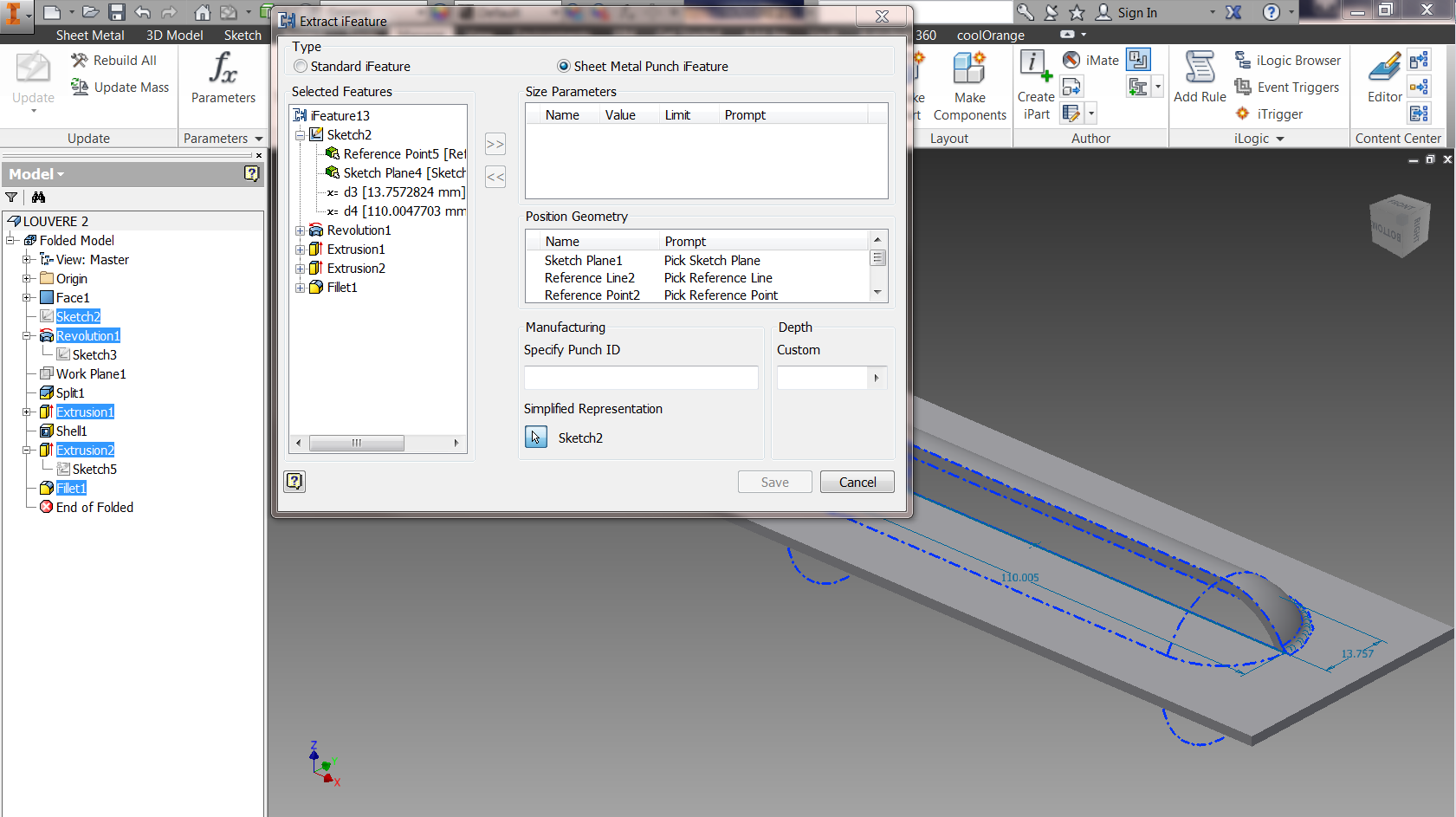 Autodesk Inventor Punch Tool Louver