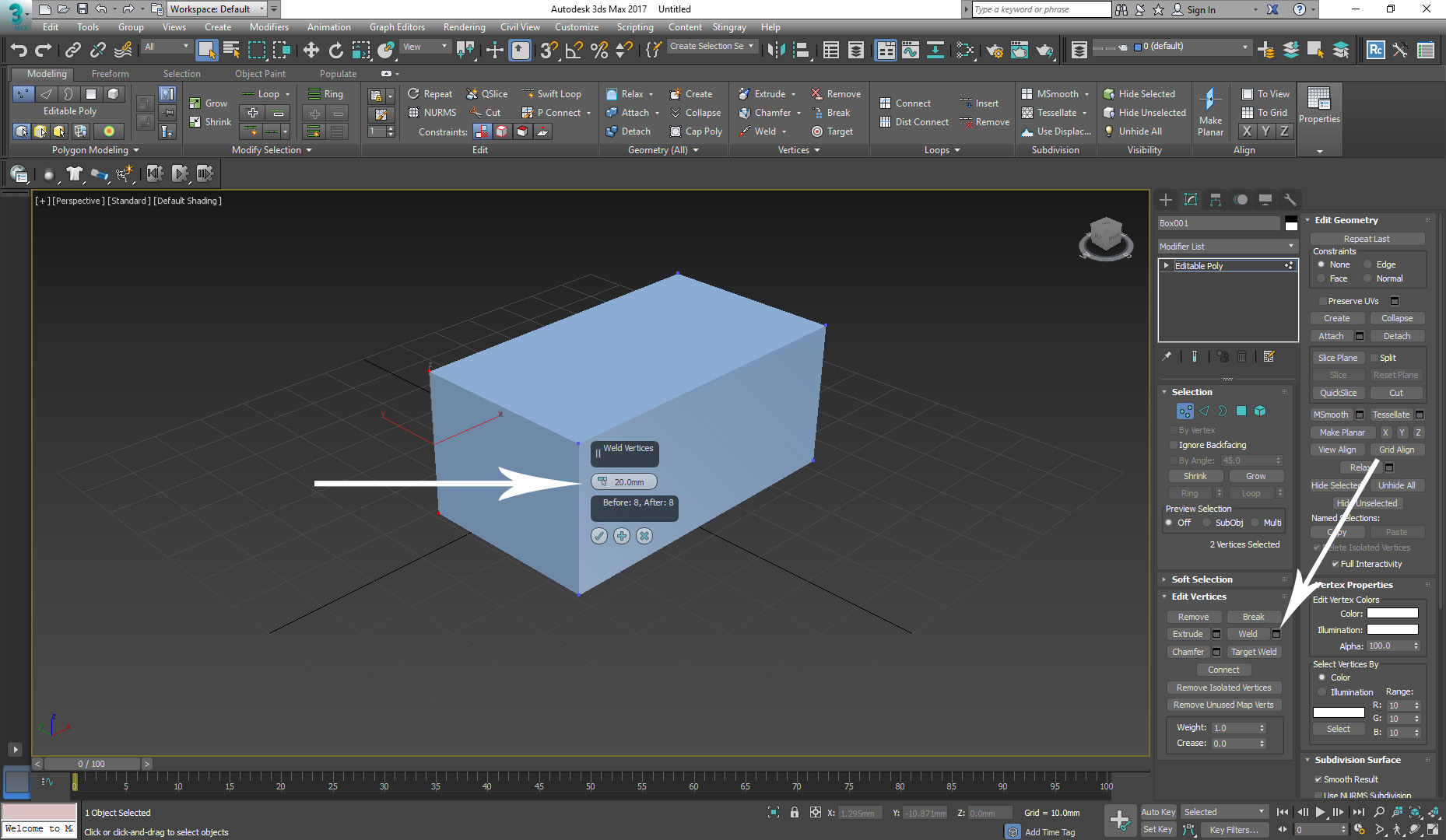 Solved: Unable to weld vertices (no overlapping faces) - Autodesk Community  - 3ds Max