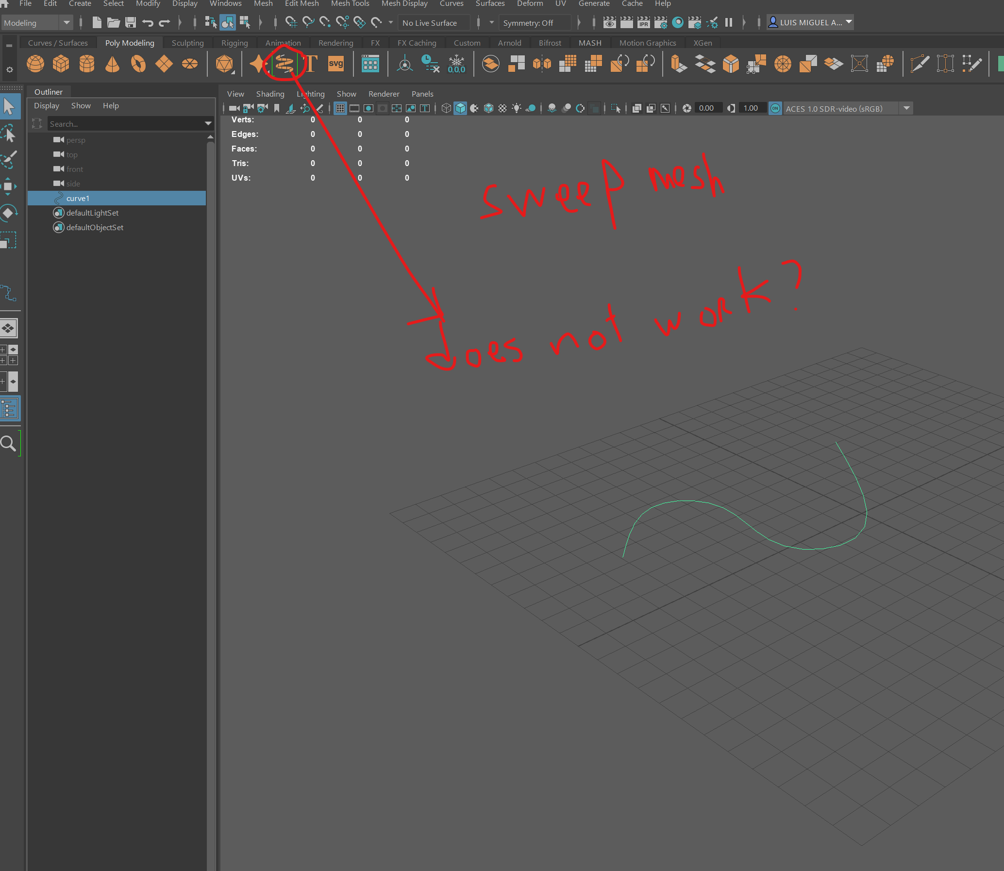 I do not find the option sweep Mesh under create tab in Maya 2022.3 and