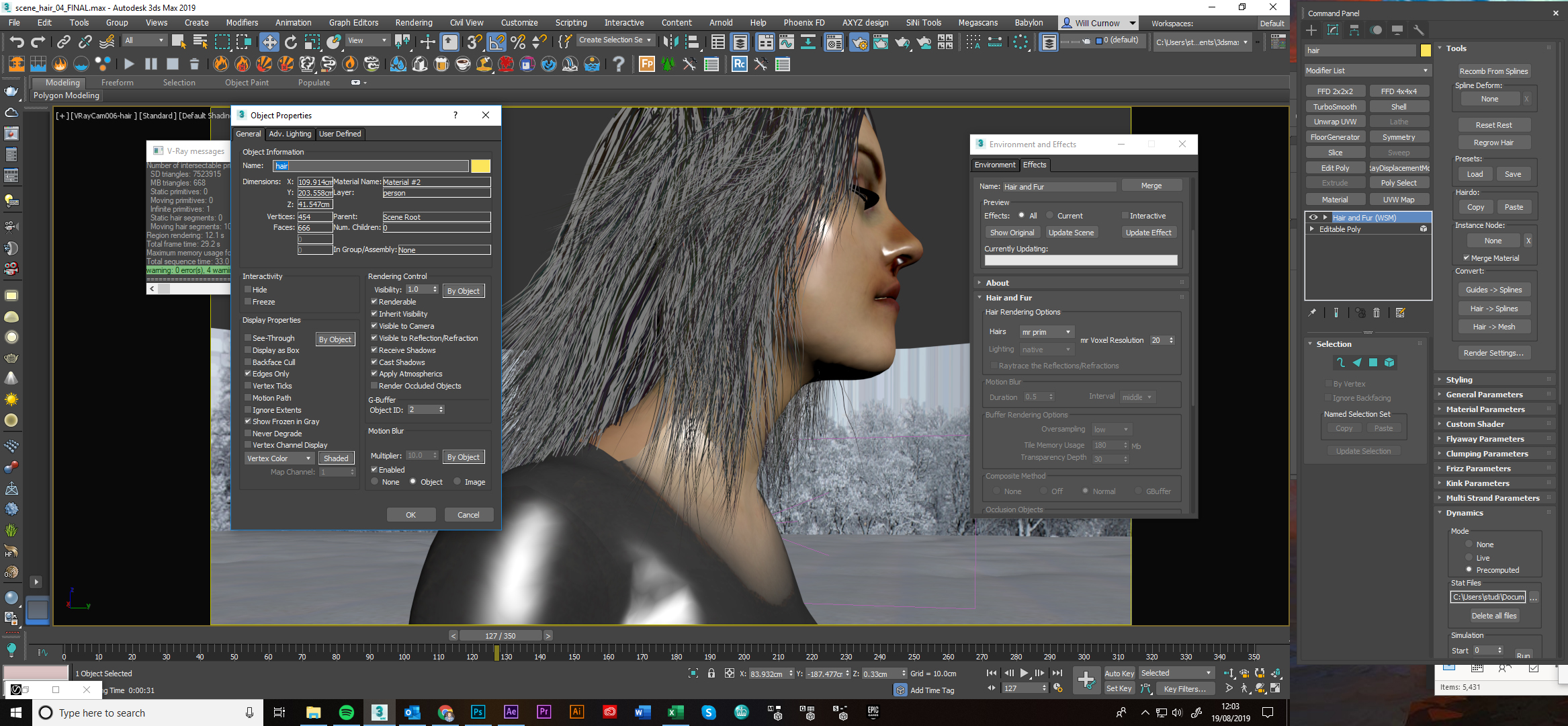 Hair and Fur not rendering motion blur with Vray Next update 2 - Autodesk  Community - 3ds Max