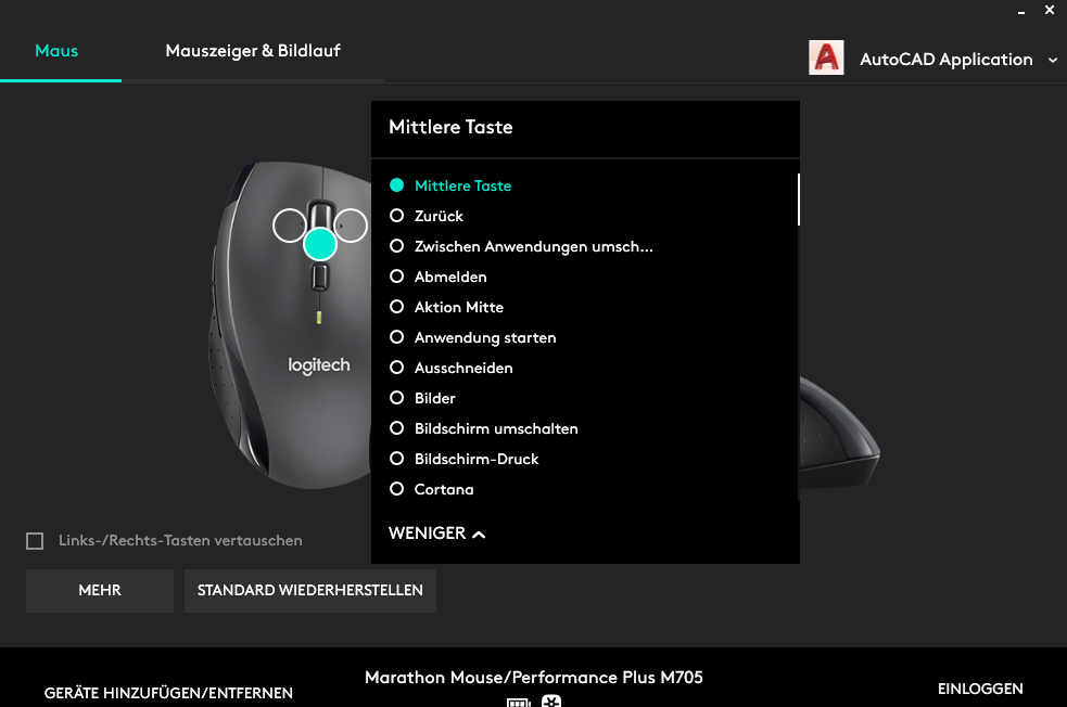 Logitech mouse M705 und AutoCAD - Autodesk Community - International Forums