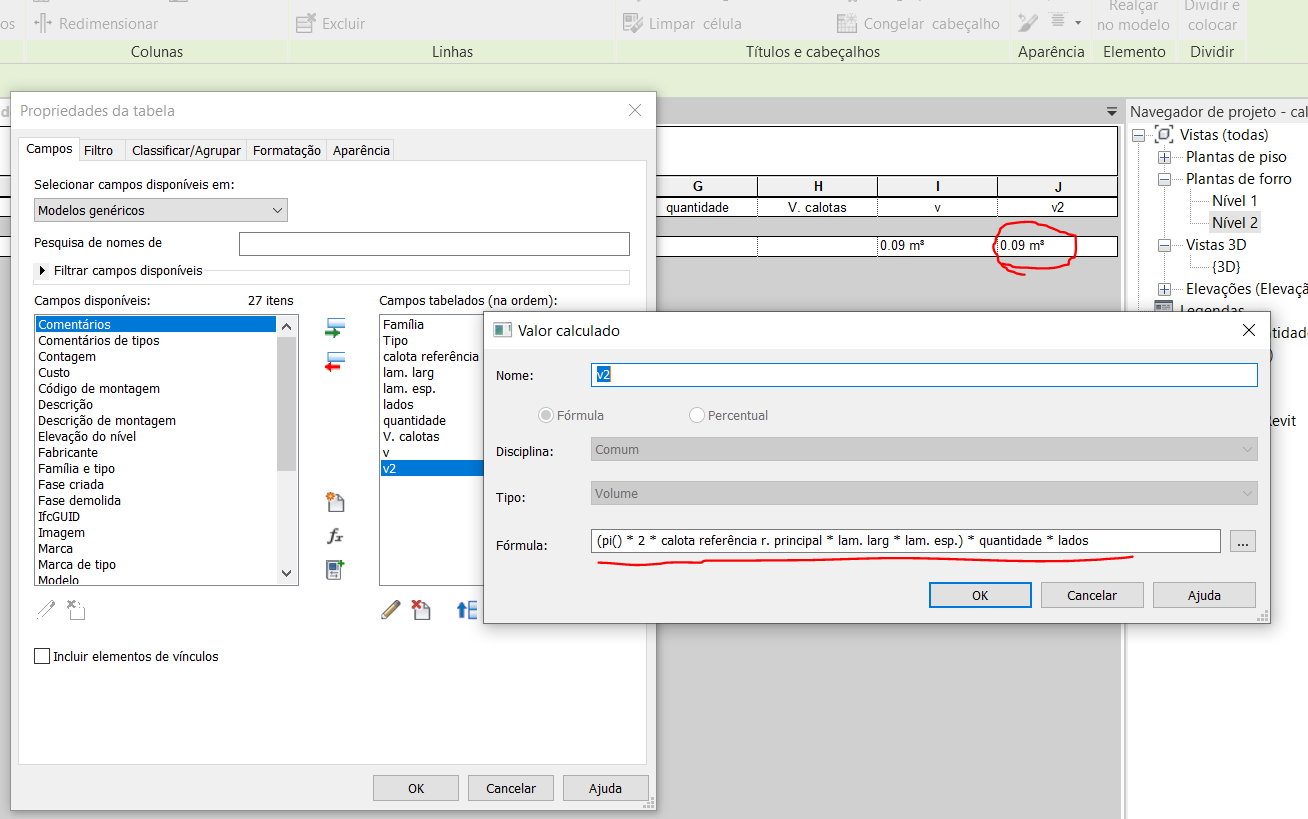 Solucionado: REVIT - Erro na combinação de parâmetros para obter volume ...