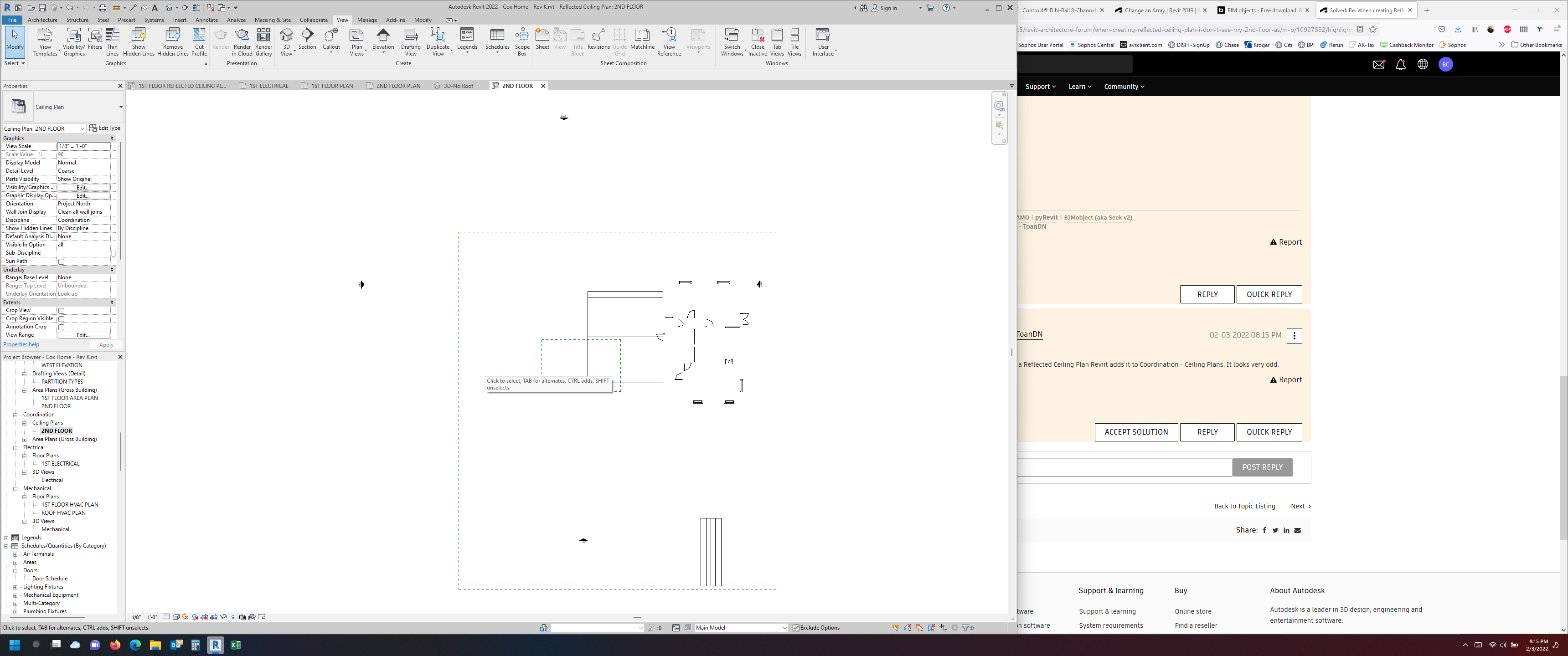 Solved: When creating Reflected Ceiling Plan I don't see my 2nd Floor ...