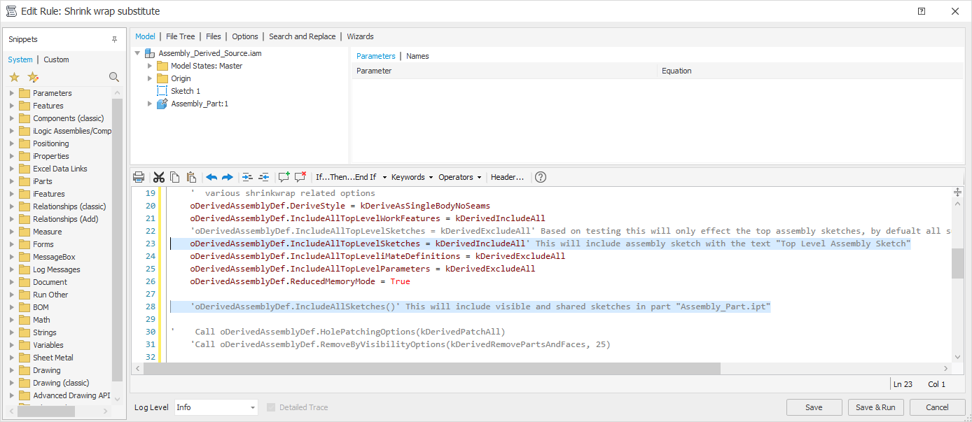 Solved: Create derived part of assembly | Exclude all assembly parts ...