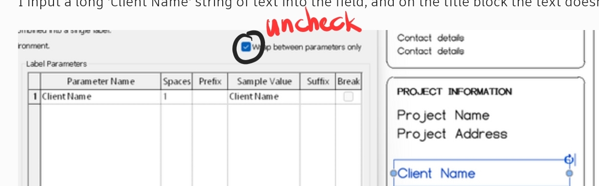 Title block label text not wrapping - Autodesk Community
