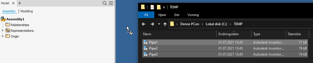 Drag & Drop from Windows Explorer to assembly | Total length of pipe ...