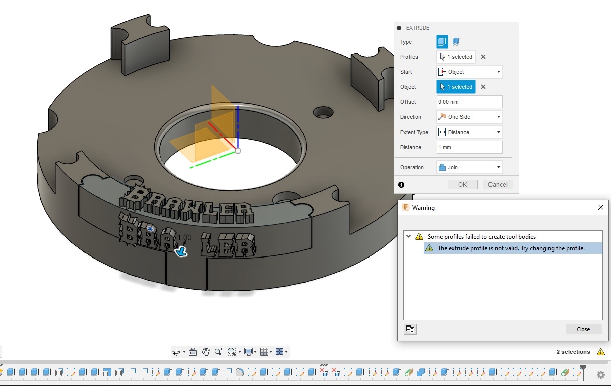 Cant successfully extrude text on a curved surface? - Autodesk Community