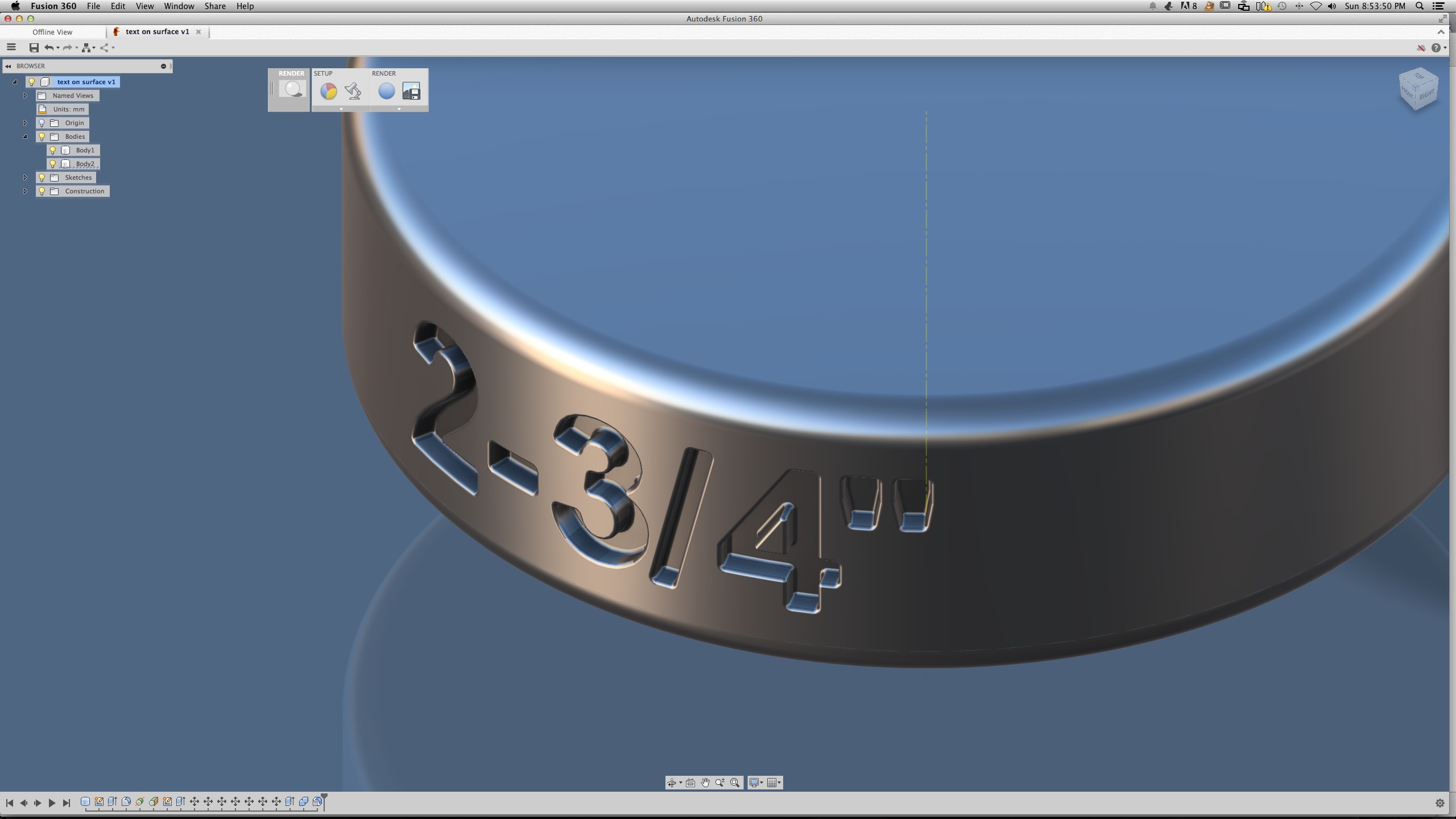 how to add text on a curved surface