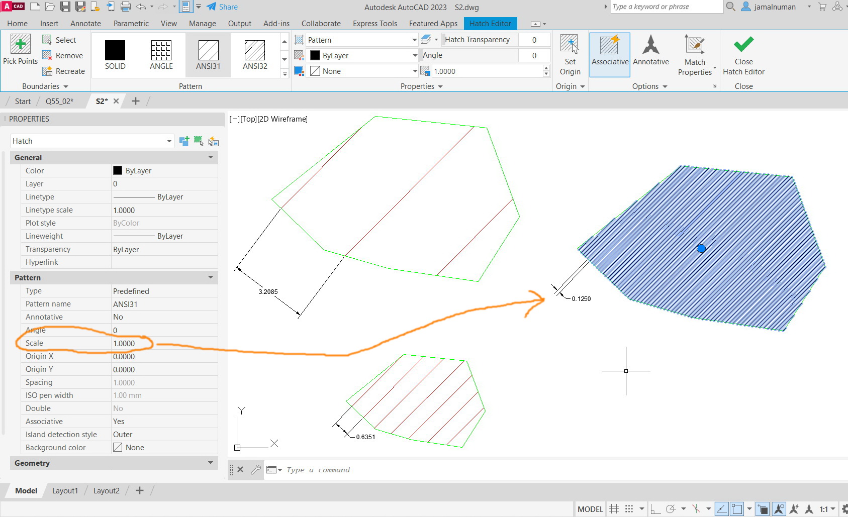 Solved: AutoCAD 2023: What does the “spacing” in the hatch pattern ...