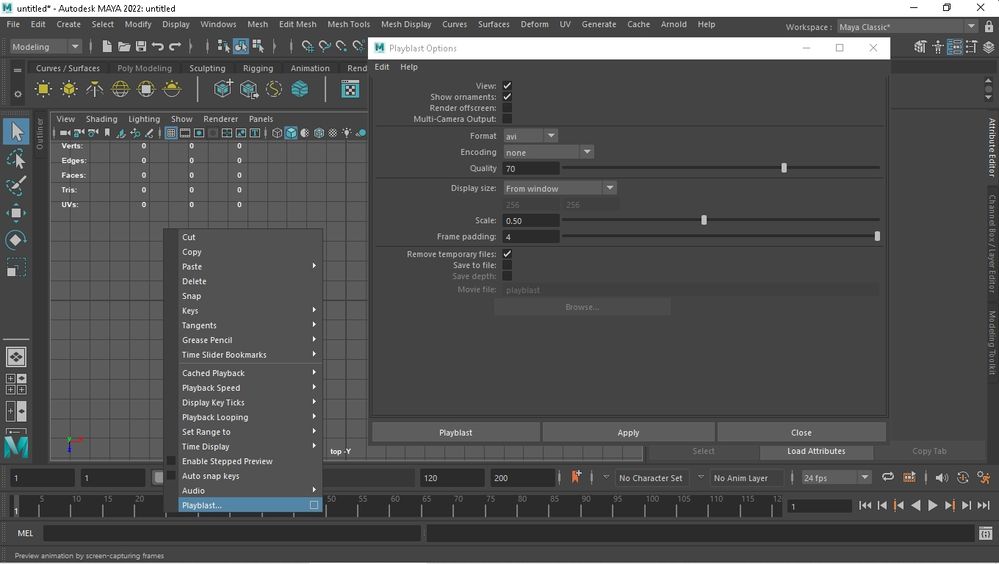 Right-click Timeline