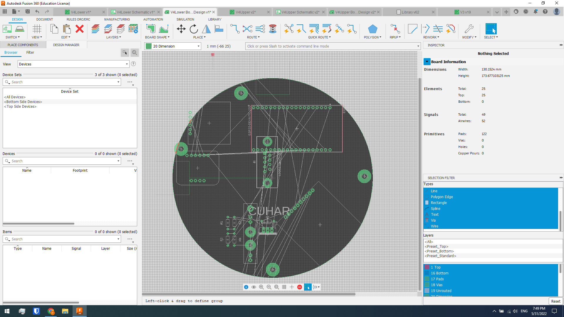 How to make a circular PCB with square cutouts? - Autodesk Community