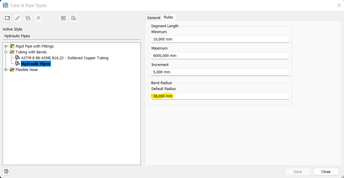 Solved Tube & Pipe Hydraulic pipes and fittingsbend radius