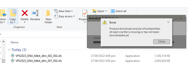 Issues with downloading Vault Pro 2023 files. - Autodesk Community