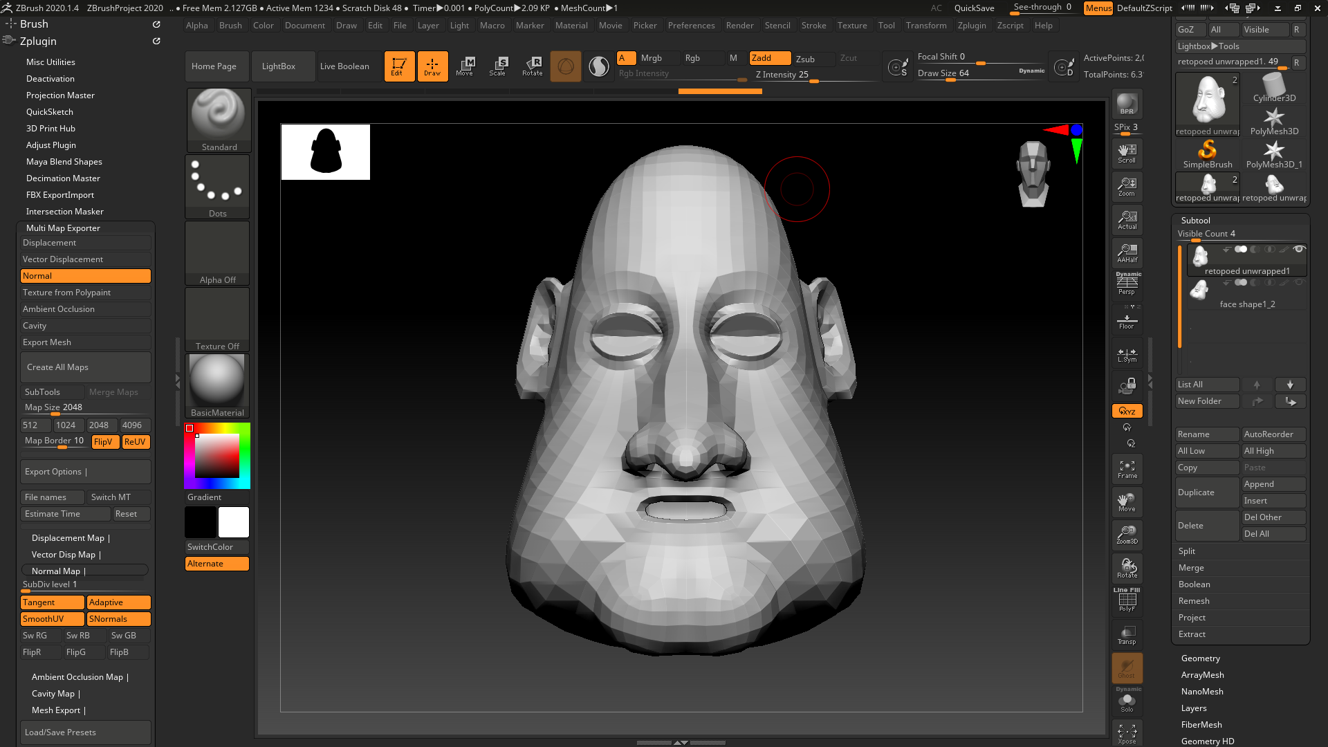 faces - Sculpting brush - low poly with normal map? - Blender