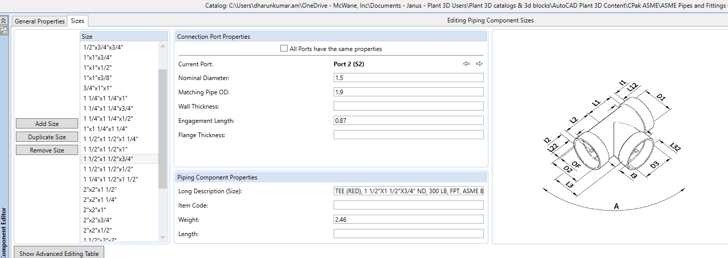 REDUCING TEE - SIZE DISPLAY FORMAT ISSUE - Autodesk Community