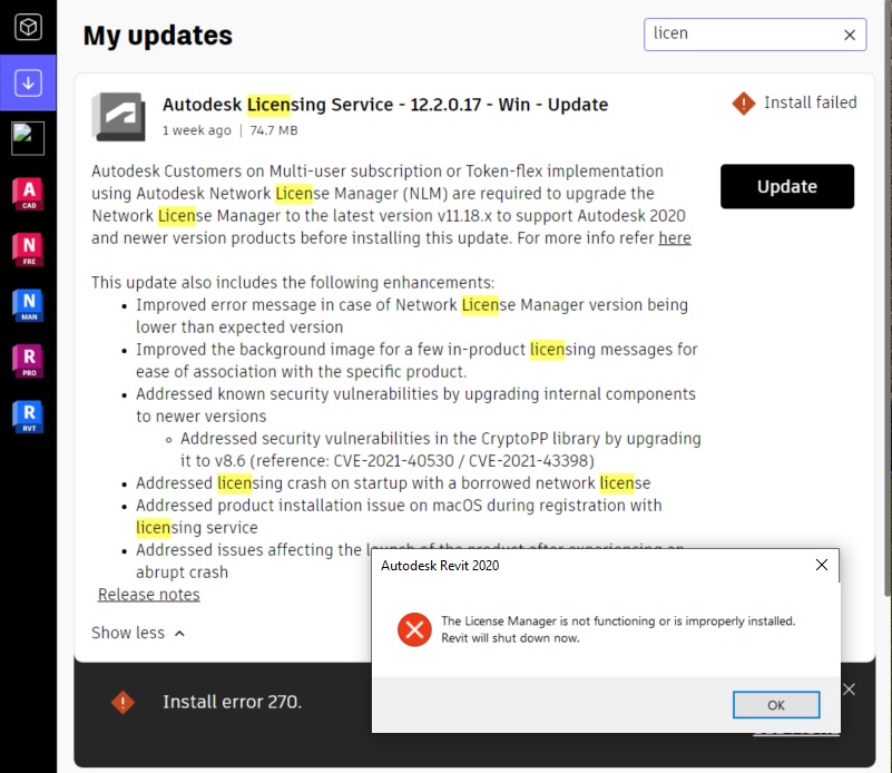 Encountering Revit Issue "The License Manager is not functioning or is