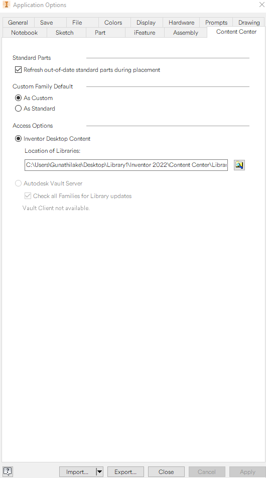 Solved: Content center library failed to load. - Autodesk Community