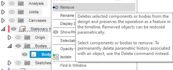 Solved: Removing half of a split body. - Autodesk Community