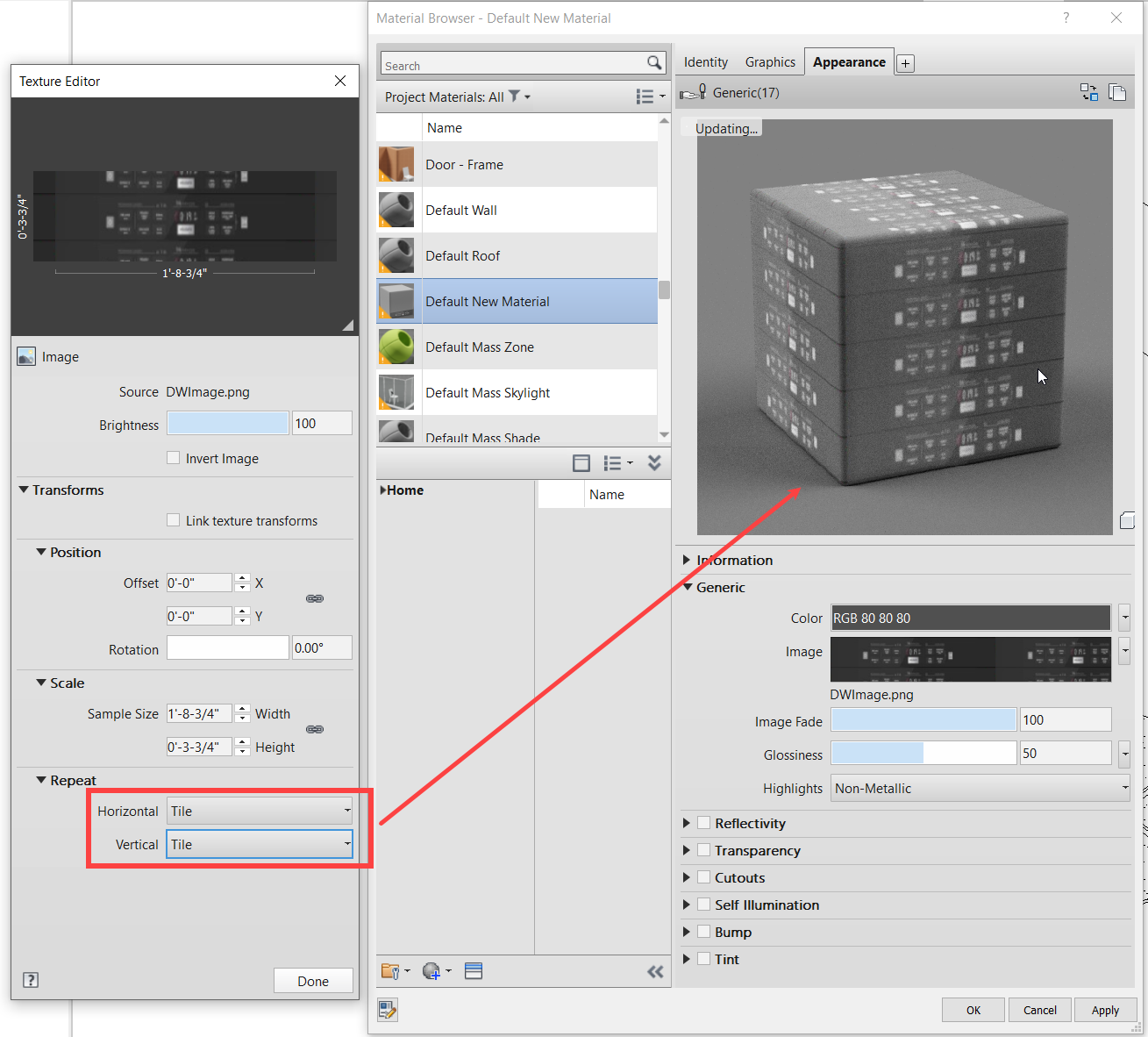 Solved: Material Browser , Appereance , Texture Editor, Scale. Problem ...