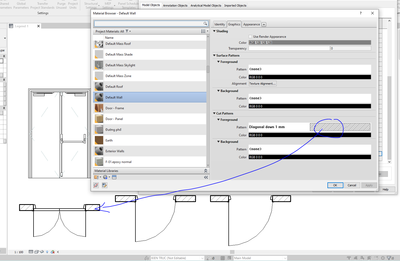 Legends - modify door host wall fill color - Autodesk Community