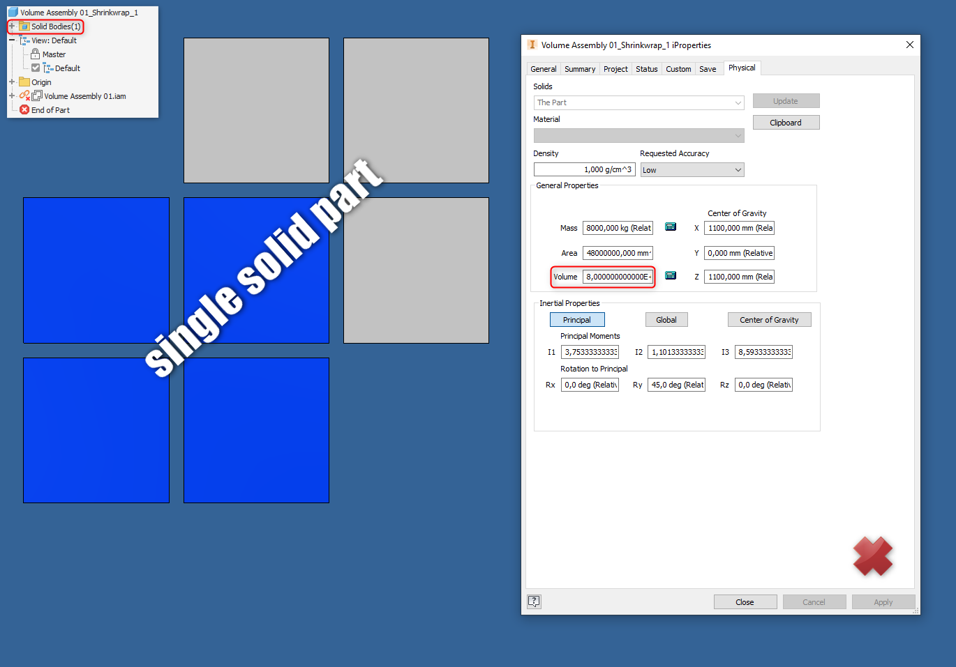 Solved: Incorrect Volume/Mass for Derived Part - Autodesk Community