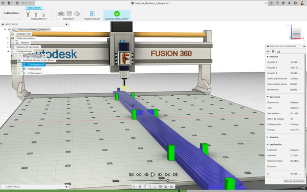 Simulación con cinemática máquina router 3 ejes.