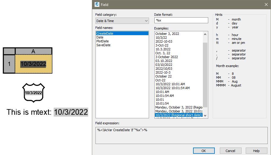 2. AutoCAD field.