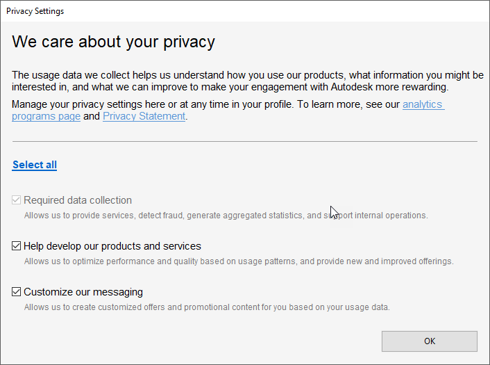Turn Off Privacy Dialog Autodesk Community 2693