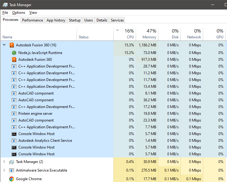 BUG! Node.js JavaScript Runtime High CPU - Autodesk Community - Fusion 360