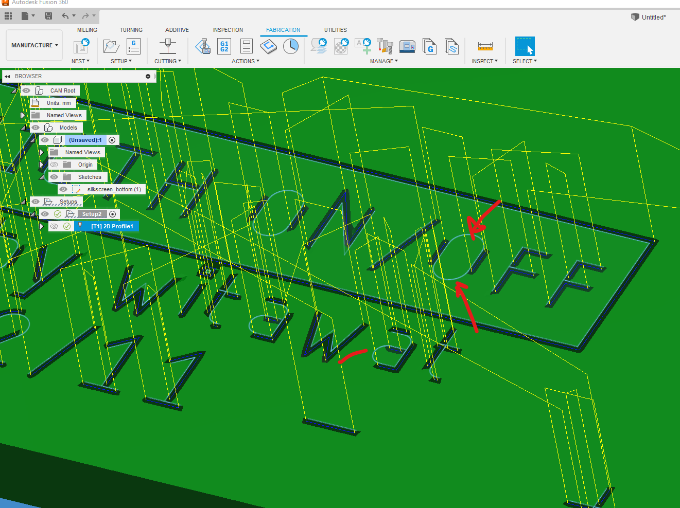 Solved Why is laser not cutting the arc of the letter ? Autodesk Community