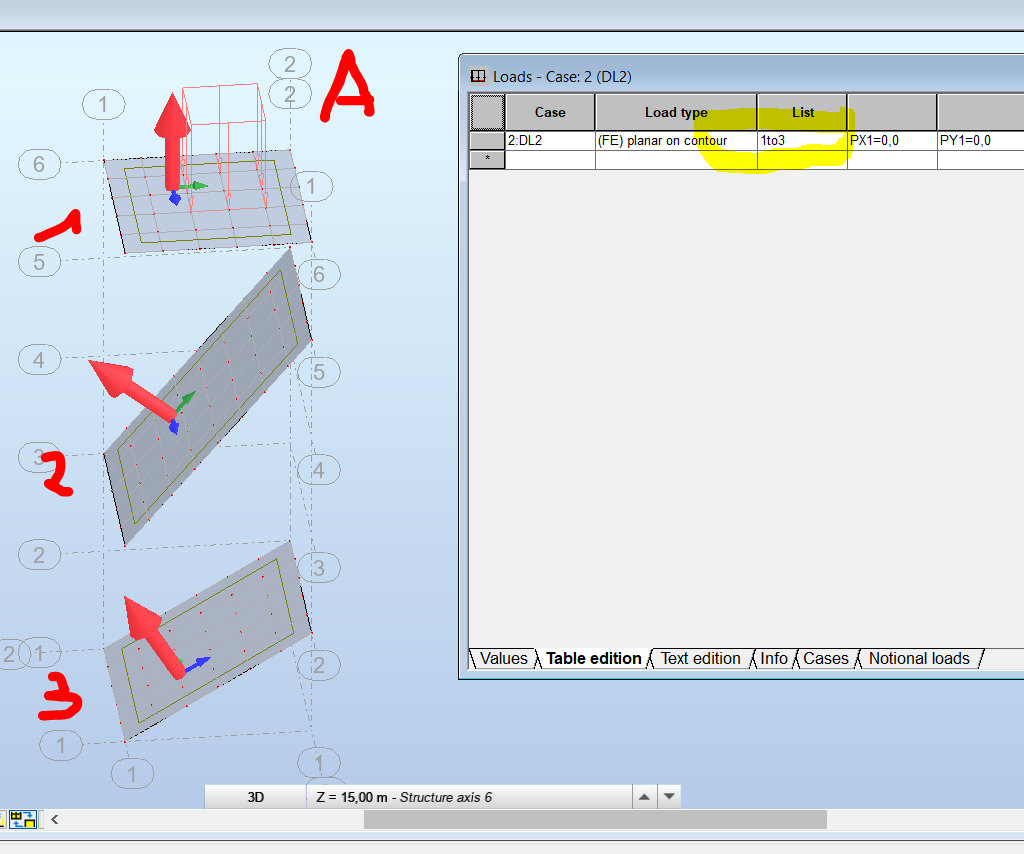 Wrong graphical presentation of surface uniform planar load on contour ...