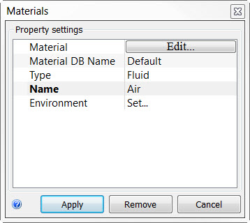 Materials Material Selected