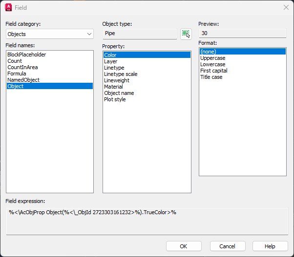 autocad link text fields