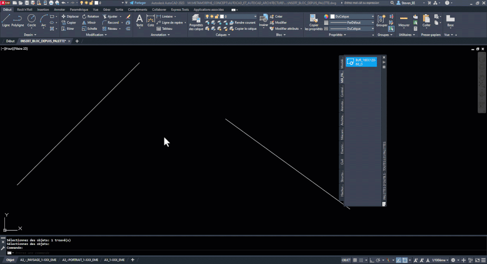Résolu AutoCAD Générer et aligner un bloc dynamique automatiquement depuis la palette d