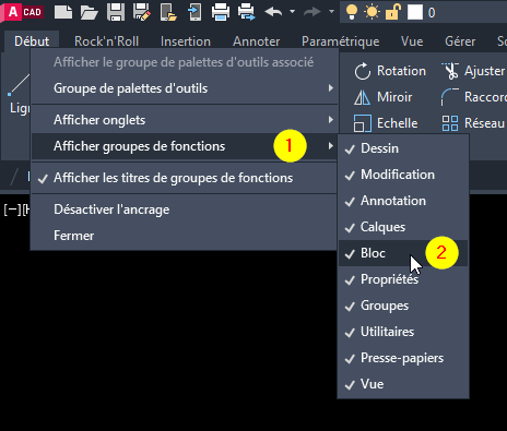 Résolu : L'onglet "bloc" n'apparait pas dans le bandeau AutoCAD 2023 -  Autodesk Community - International Forums